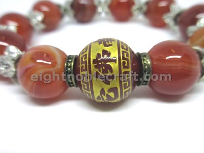 Handmade Beaded Bracelet with Bead of “Amitabha Buddha” Characters