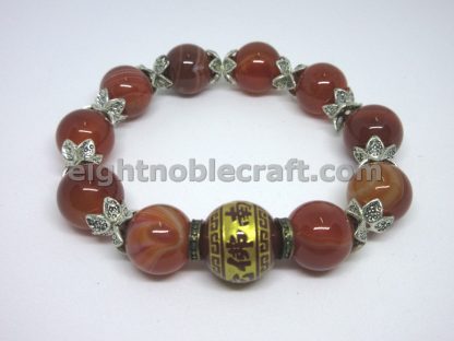 Handmade Beaded Bracelet with Bead of “Amitabha Buddha” Characters