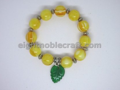 Handmade Beaded Bracelet with Bead of Leaf Shape