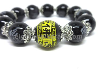Handmade Beaded Bracelet with Bead with “Amitabha Buddha” Characters